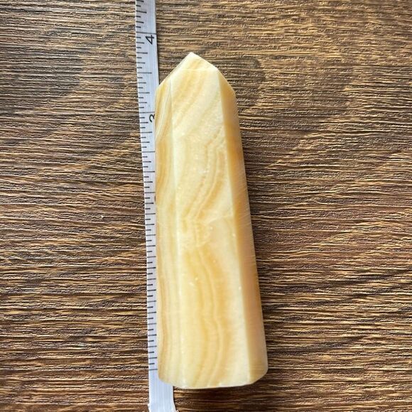 Orange Calcite tower small banding standing point polished decor natural - Picture 7 of 7
